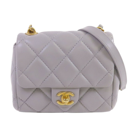 CHANEL 羊皮皮革Chain Shoulder金扣鏈帶肩背袋