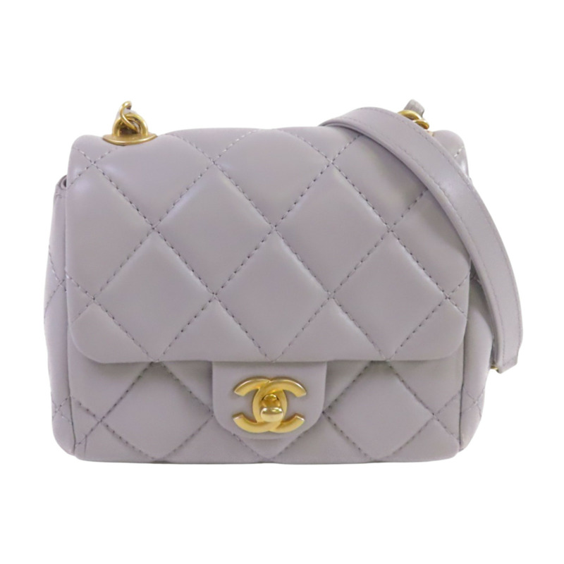 CHANEL 羊皮皮革Chain Shoulder金扣鏈帶肩背袋-0