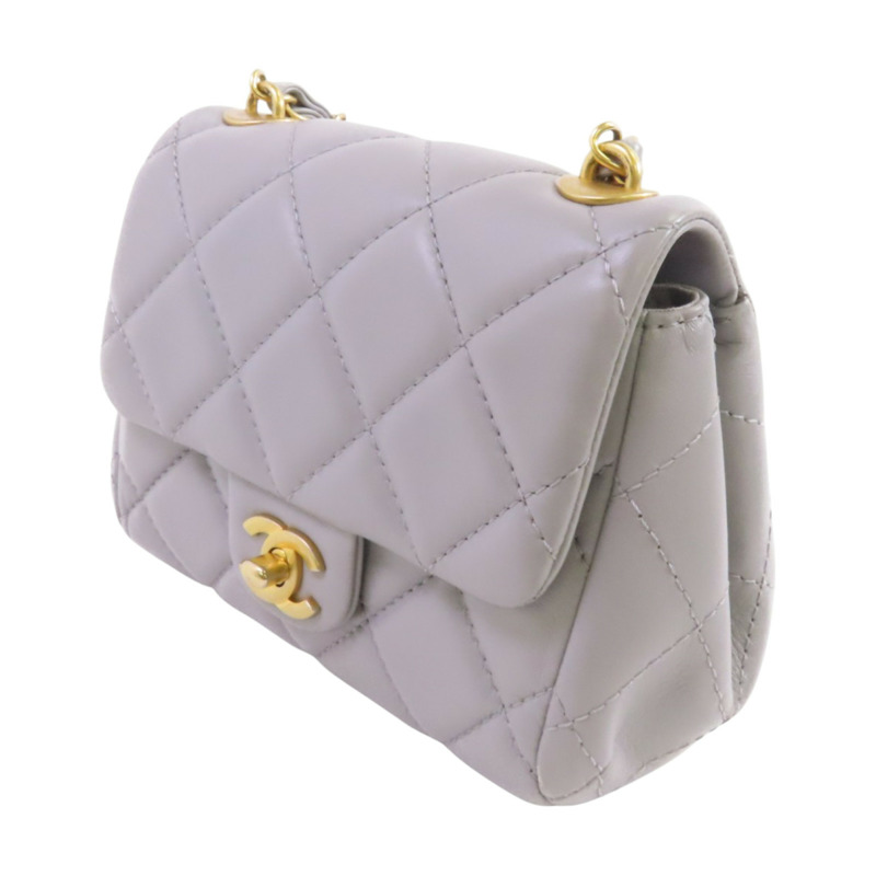 CHANEL 羊皮皮革Chain Shoulder金扣鏈帶肩背袋-2