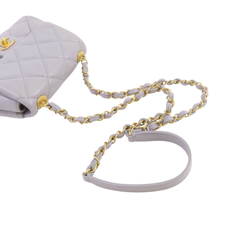 CHANEL 羊皮皮革Chain Shoulder金扣鏈帶肩背袋-7