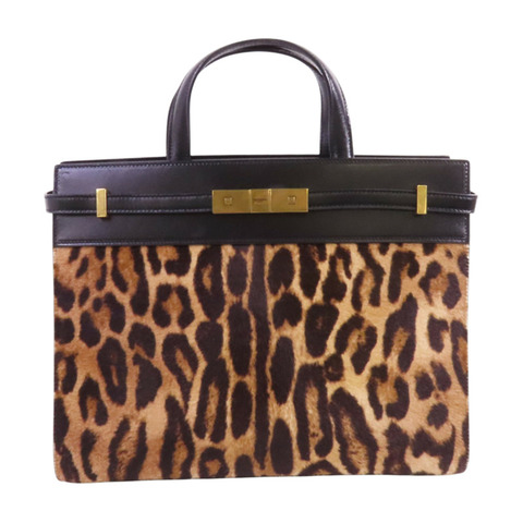 SAINT LAURENT 馬毛Manhattan金扣手挽肩背兩用袋