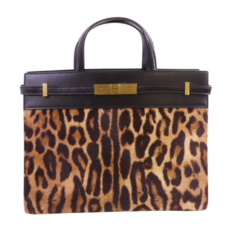 SAINT LAURENT 馬毛Manhattan金扣手挽肩背兩用袋-0