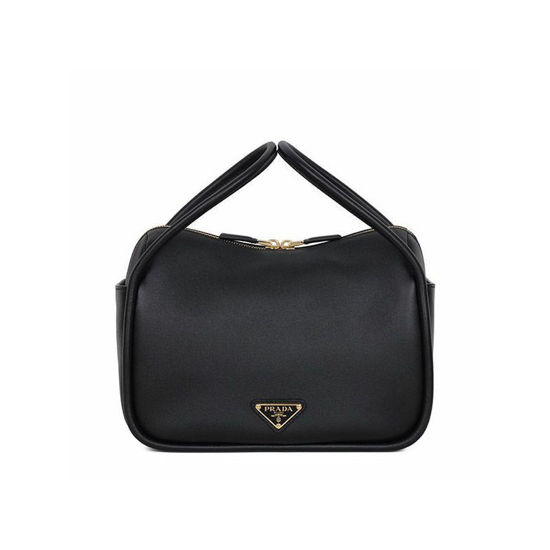 PRADA 25FW 黑色三角形 Logo Darling 皮革手提包 1BA451 2CYS F0002-0