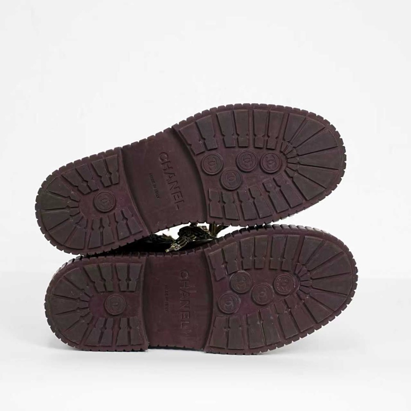 Chanel 香奈兒格菱靴子 酒紅色短筒 98新  35.5 碼-7