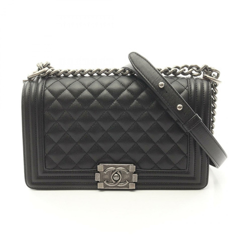 香奈兒 Boy Chanel 鏈條肩背包 A67086 小牛皮 黑色 二手 SHW