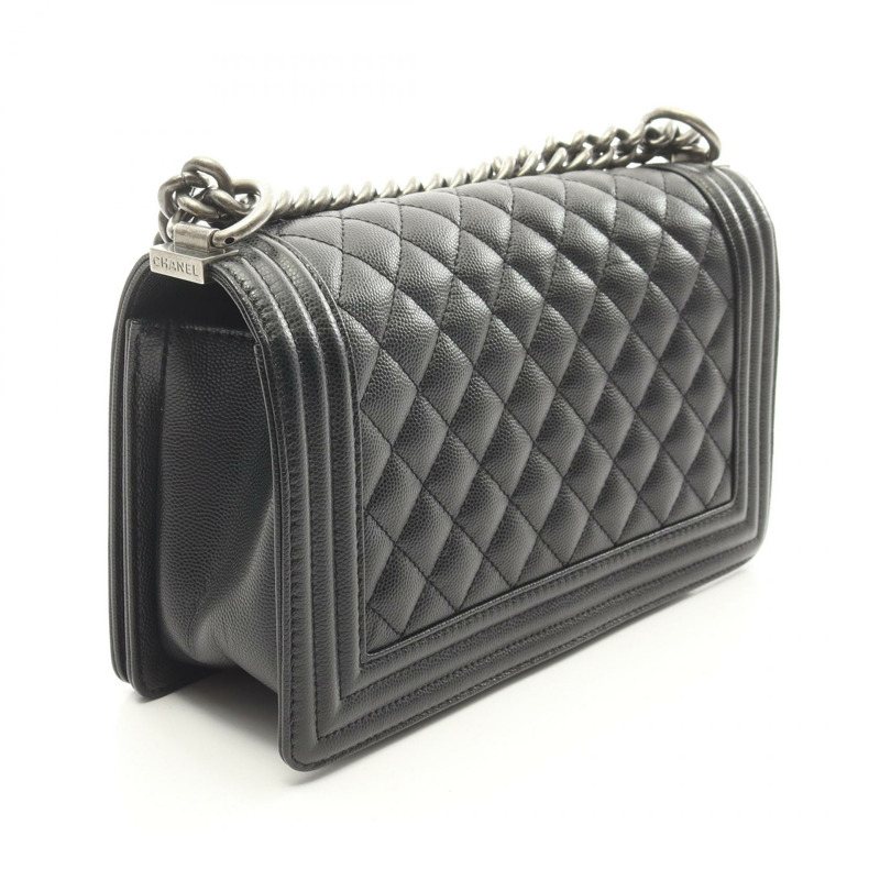 香奈兒 Boy Chanel 鏈條肩背包 A67086 小牛皮 黑色 二手 SHW-1