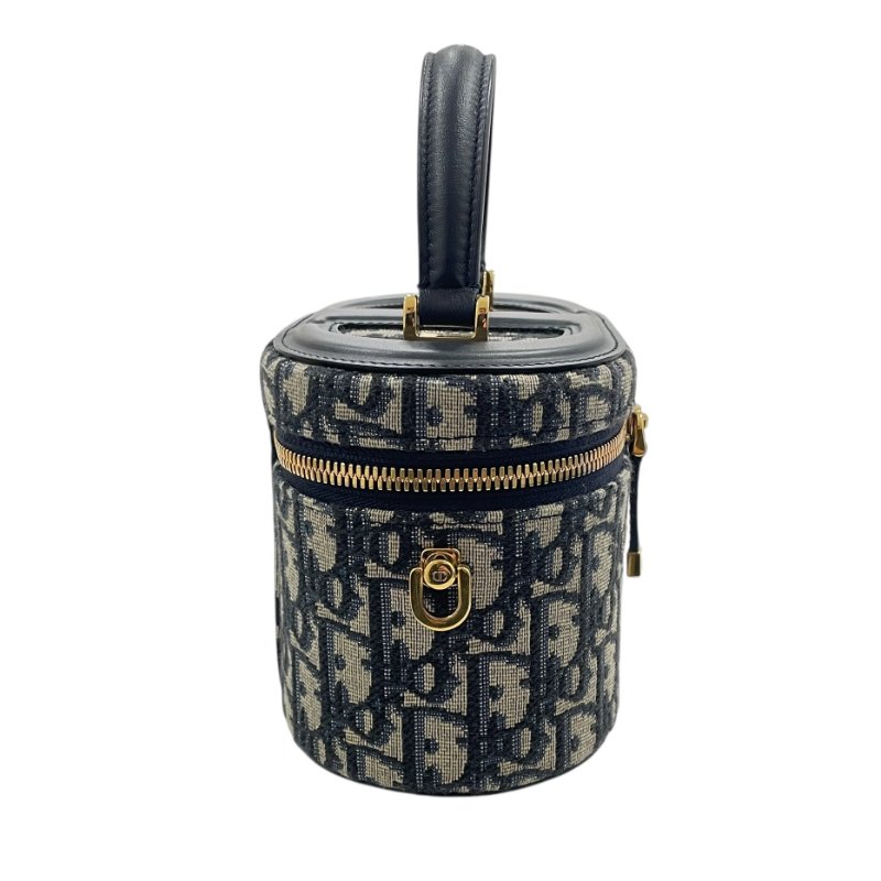 DIOR DIORTRAVE 肩背化妝包 帆布 老花 深藍色 金釦-3