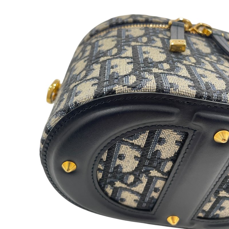 DIOR DIORTRAVE 肩背化妝包 帆布 老花 深藍色 金釦-6