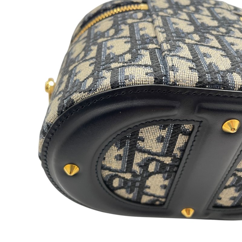 DIOR DIORTRAVE 肩背化妝包 帆布 老花 深藍色 金釦-8