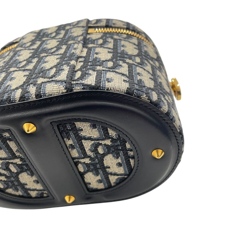 DIOR DIORTRAVE 肩背化妝包 帆布 老花 深藍色 金釦-9