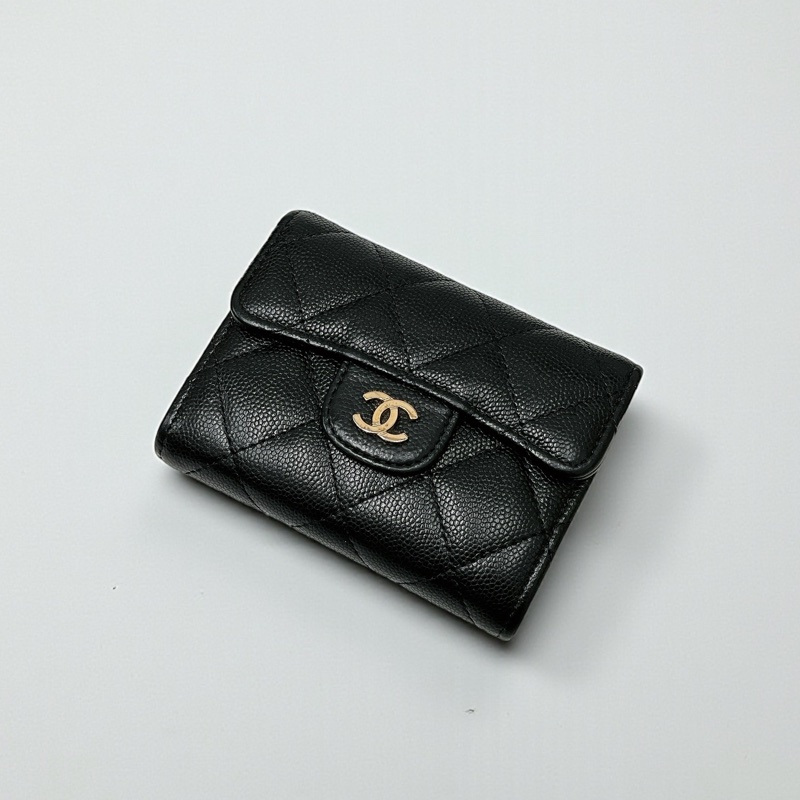 莉亞精品♡Chanel AP0220 經典雙層卡包 黑金 二手-0