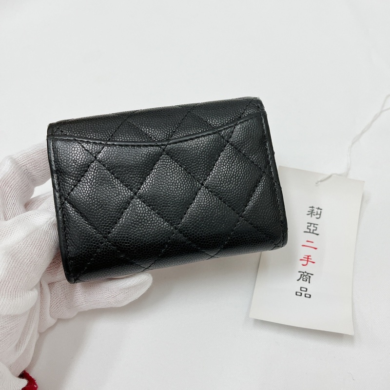 莉亞精品♡Chanel AP0220 經典雙層卡包 黑金 二手-2