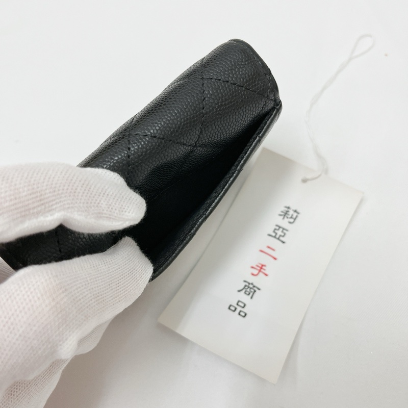 莉亞精品♡Chanel AP0220 經典雙層卡包 黑金 二手-3