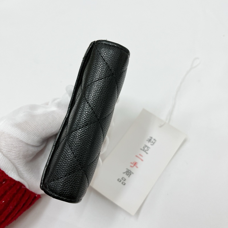 莉亞精品♡Chanel AP0220 經典雙層卡包 黑金 二手-6