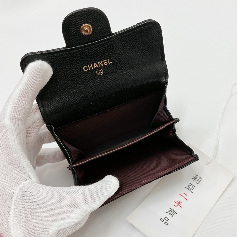 莉亞精品♡Chanel AP0220 經典雙層卡包 黑金 二手-12