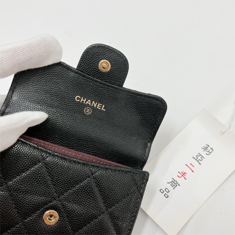 莉亞精品♡Chanel AP0220 經典雙層卡包 黑金 二手-13