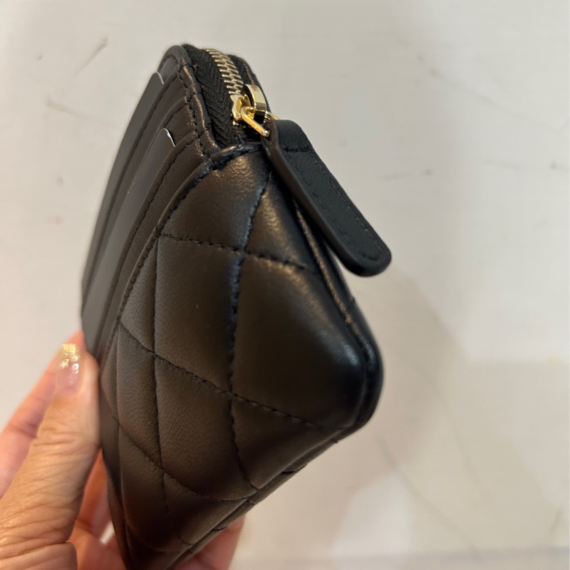 Chanel 黑水鑽雙C logo 5卡吐司包 零錢包-3