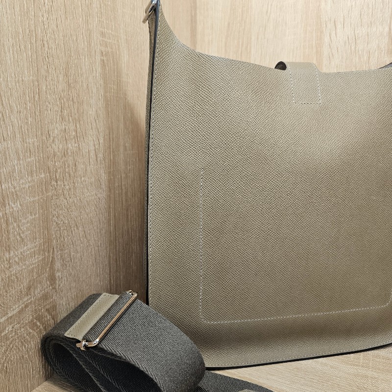 [超甜價愛馬仕聖誕獻禮🎁] Hermes大象灰銀釦Evelyne Sellier29肩斜背包-5