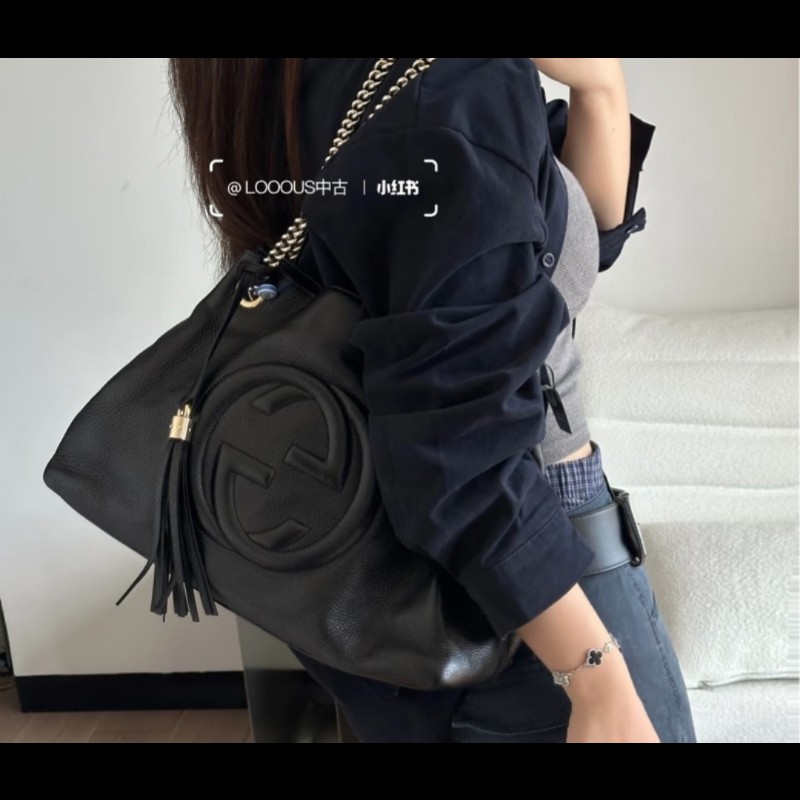 GUCCI 古馳（有購證） 536196 經典SOHO系列流蘇雙鍊手提包-1