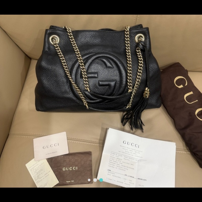 GUCCI 古馳（有購證） 536196 經典SOHO系列流蘇雙鍊手提包-6