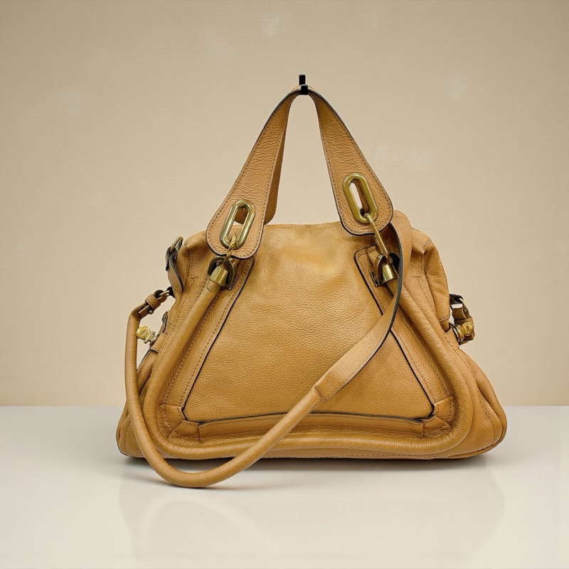 莉亞精品♡ Chloe Paraty 棕牛皮手提斜背包 二手-0