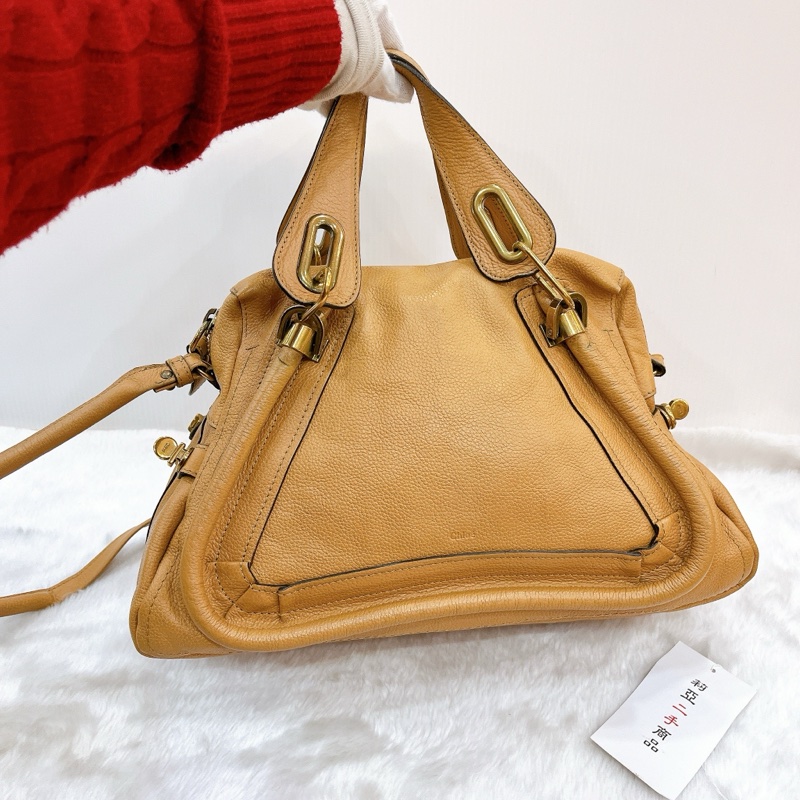 莉亞精品♡ Chloe Paraty 棕牛皮手提斜背包 二手-2