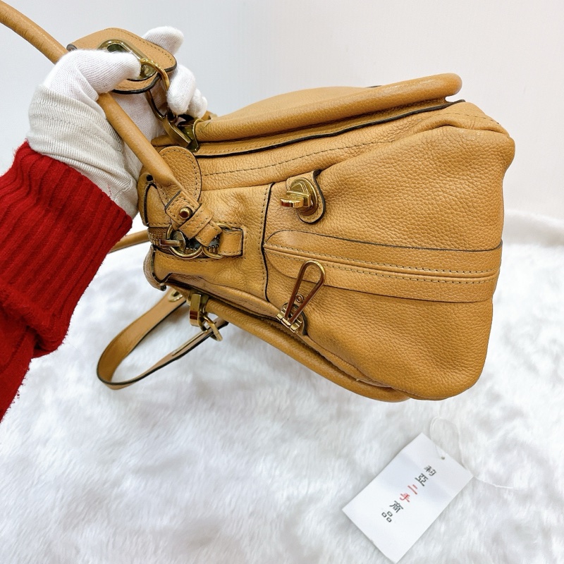 莉亞精品♡ Chloe Paraty 棕牛皮手提斜背包 二手-5