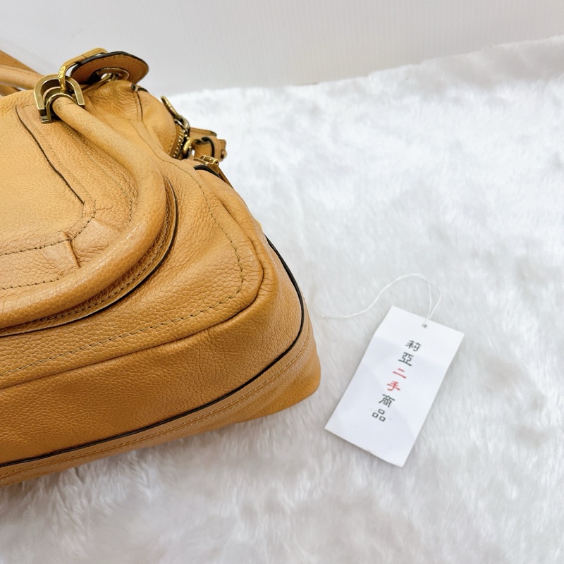 莉亞精品♡ Chloe Paraty 棕牛皮手提斜背包 二手-9