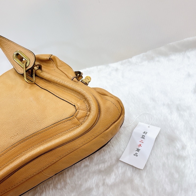 莉亞精品♡ Chloe Paraty 棕牛皮手提斜背包 二手-10