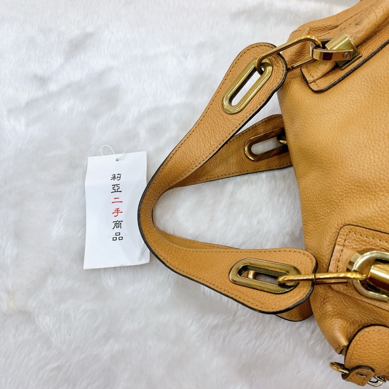 莉亞精品♡ Chloe Paraty 棕牛皮手提斜背包 二手-12