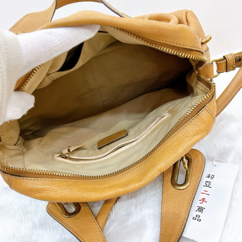 莉亞精品♡ Chloe Paraty 棕牛皮手提斜背包 二手-14