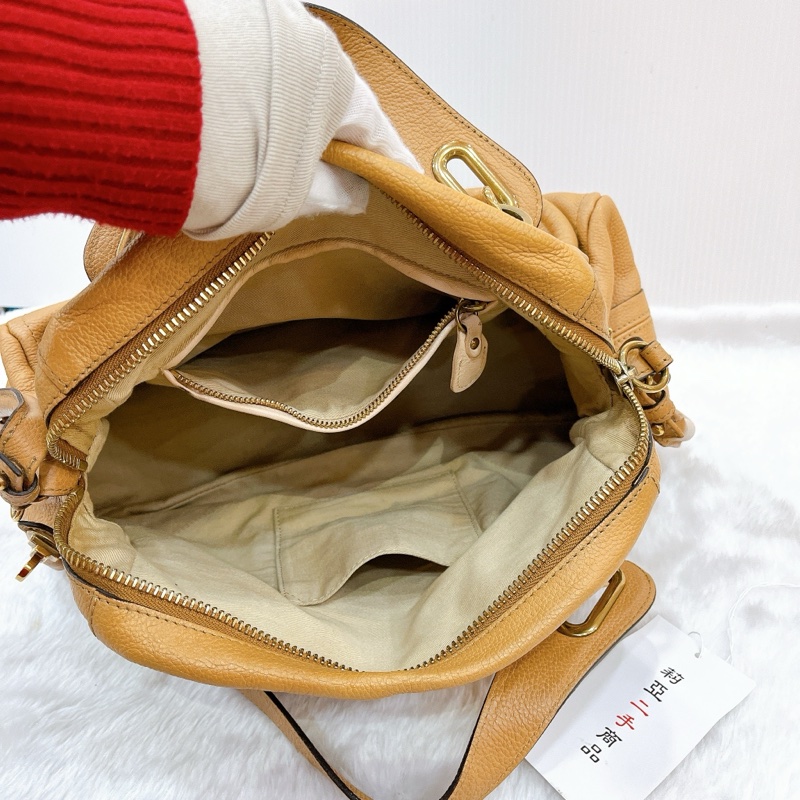 莉亞精品♡ Chloe Paraty 棕牛皮手提斜背包 二手-16