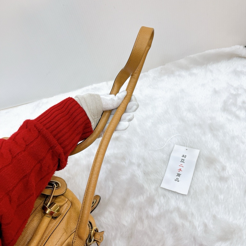 莉亞精品♡ Chloe Paraty 棕牛皮手提斜背包 二手-19