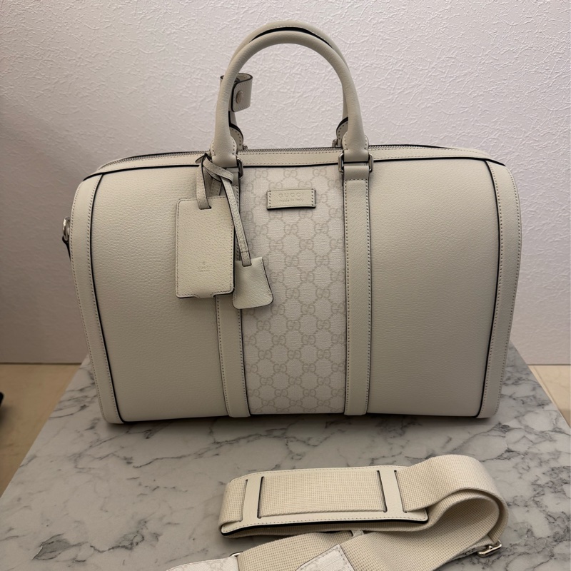 Gucci白pvc/皮革波士頓手提兩用包-0