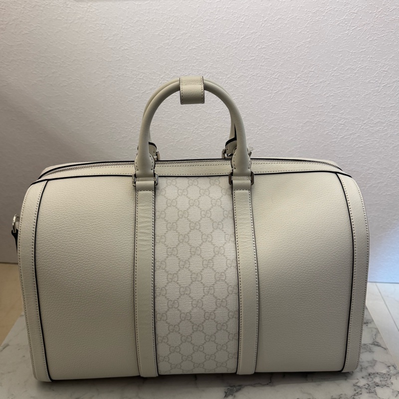 Gucci白pvc/皮革波士頓手提兩用包-4