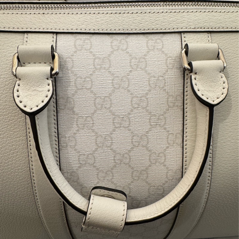Gucci白pvc/皮革波士頓手提兩用包-12