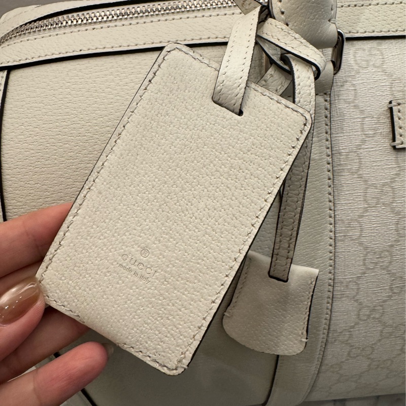 Gucci白pvc/皮革波士頓手提兩用包-16