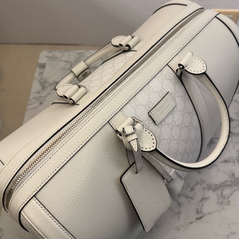 Gucci白pvc/皮革波士頓手提兩用包-24