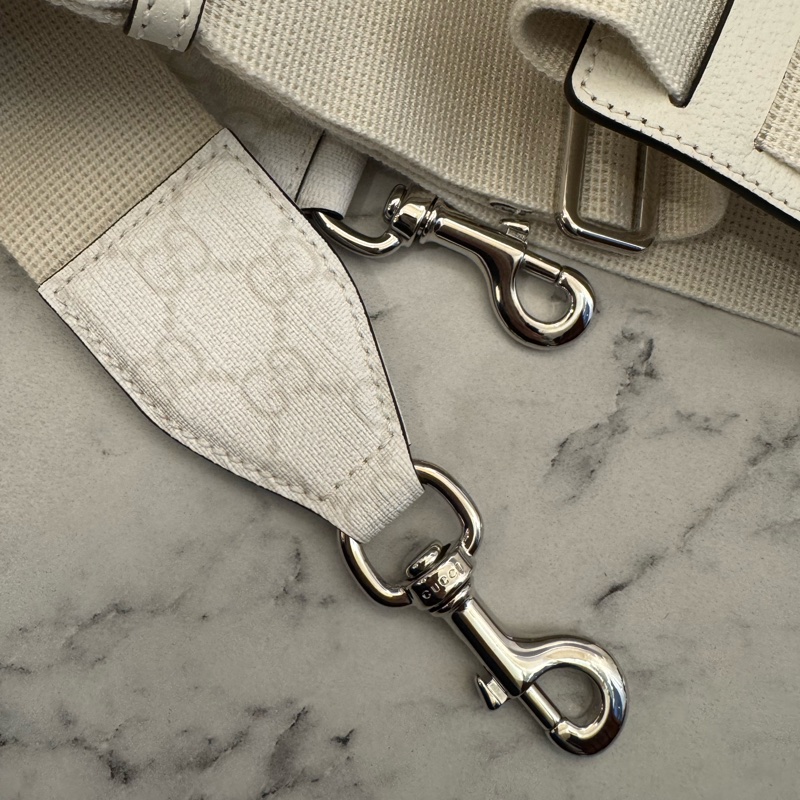 Gucci白pvc/皮革波士頓手提兩用包-44