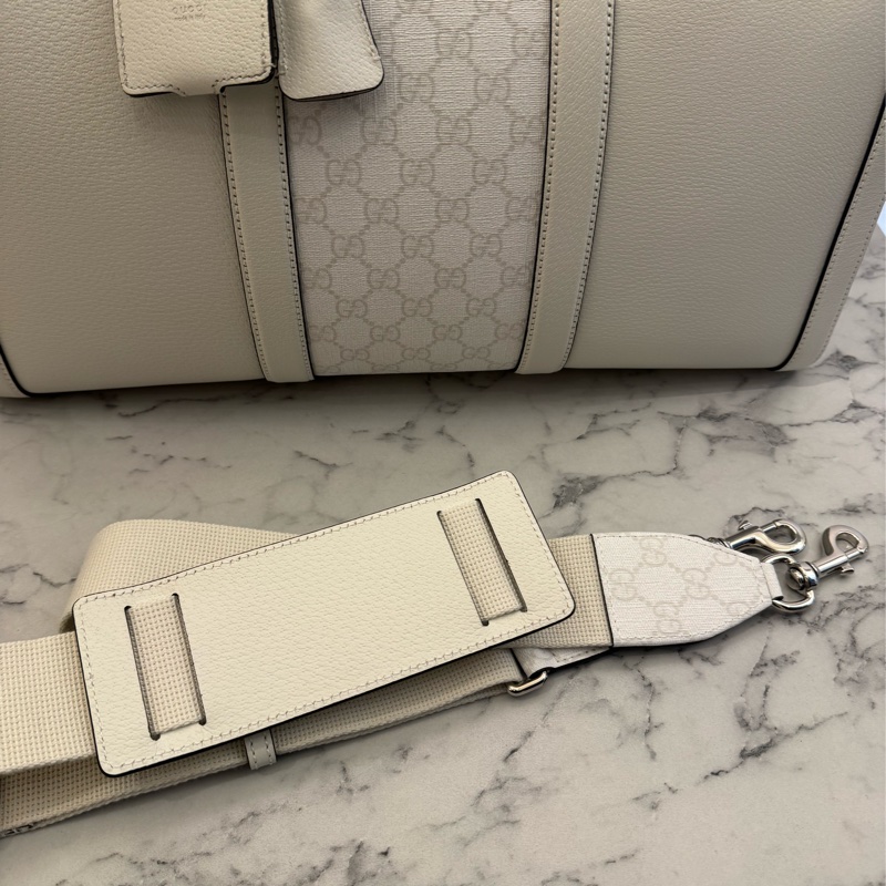 Gucci白pvc/皮革波士頓手提兩用包-45