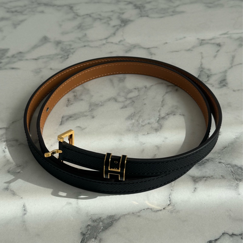 Hermes黑金H pop皮帶90cm-0