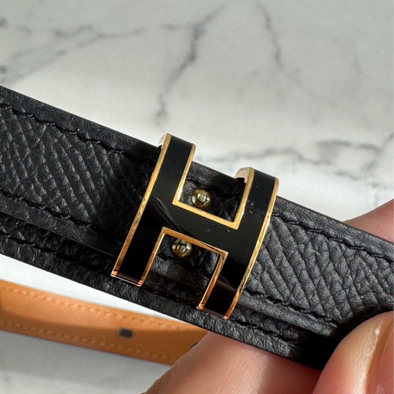 Hermes黑金H pop皮帶90cm-2