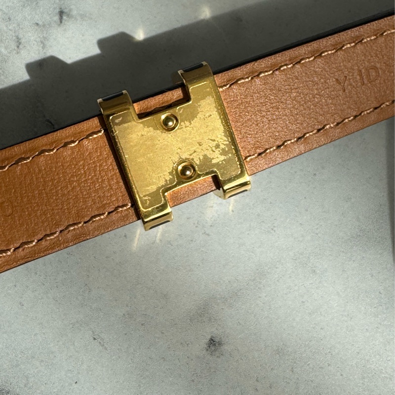 Hermes黑金H pop皮帶90cm-5