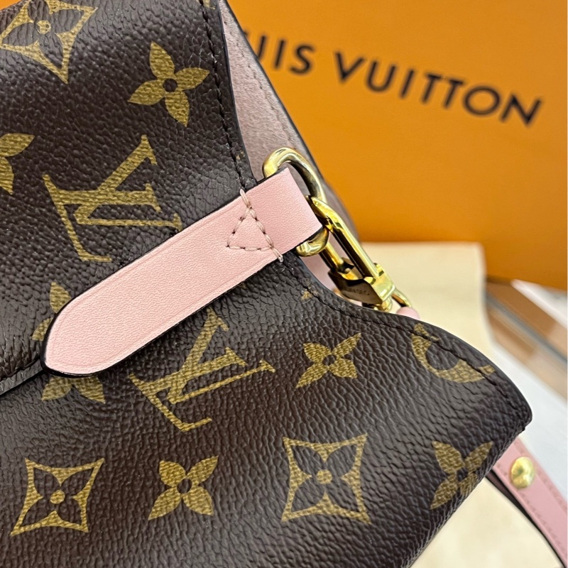 98新 LV路易威登NeoNoe粉色水桶包 經典老花配粉色皮質裝飾 金色五金配件 尺寸:26×26×17.5cm-5