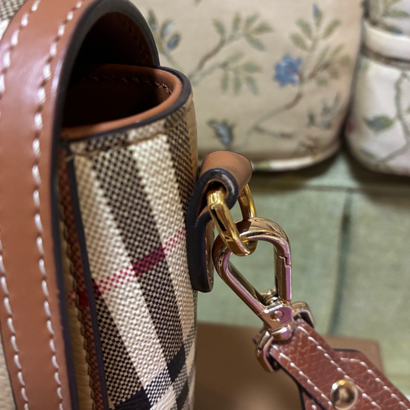有購證 Burberry 經典格紋 肩背 掀蓋包-14