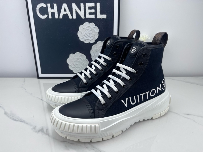 Louis vuitton路易威登 LV Squad 黑白帆布高幫厚底鞋 37.5碼 98新-0