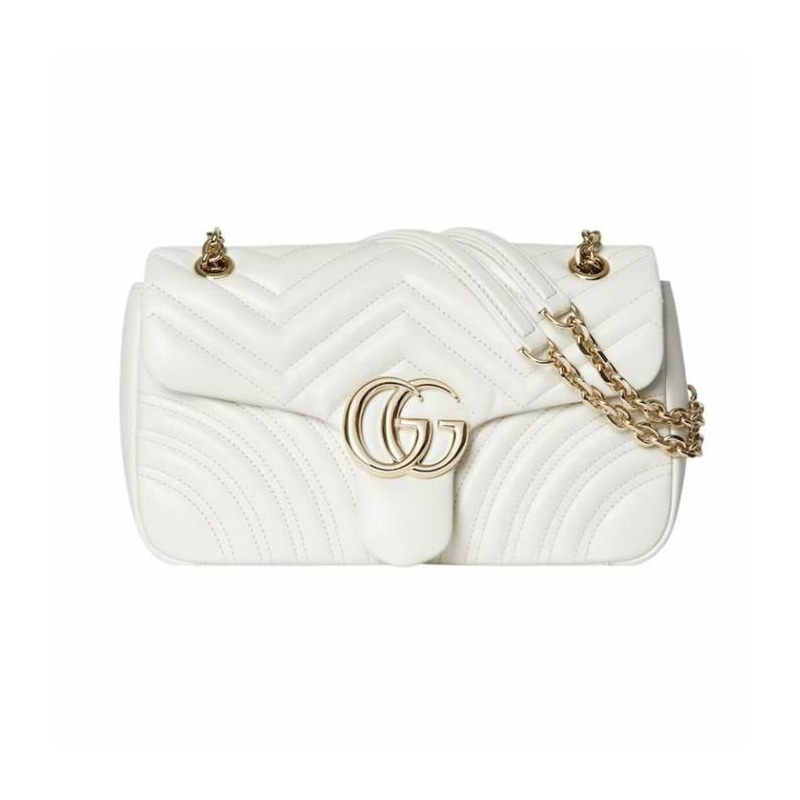 GUCCI 白色皮革 GG Marmont 837267 AAE38 9050-0
