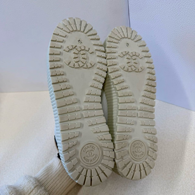 Chanel香奈兒黑白拼色高幫鞋 38碼 幾乎全新-5