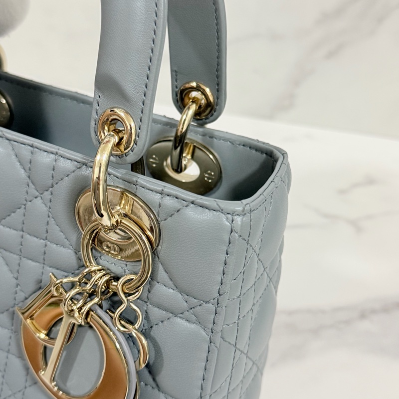 ®️Dior Lady 黛妃包4格款 大象灰色-8