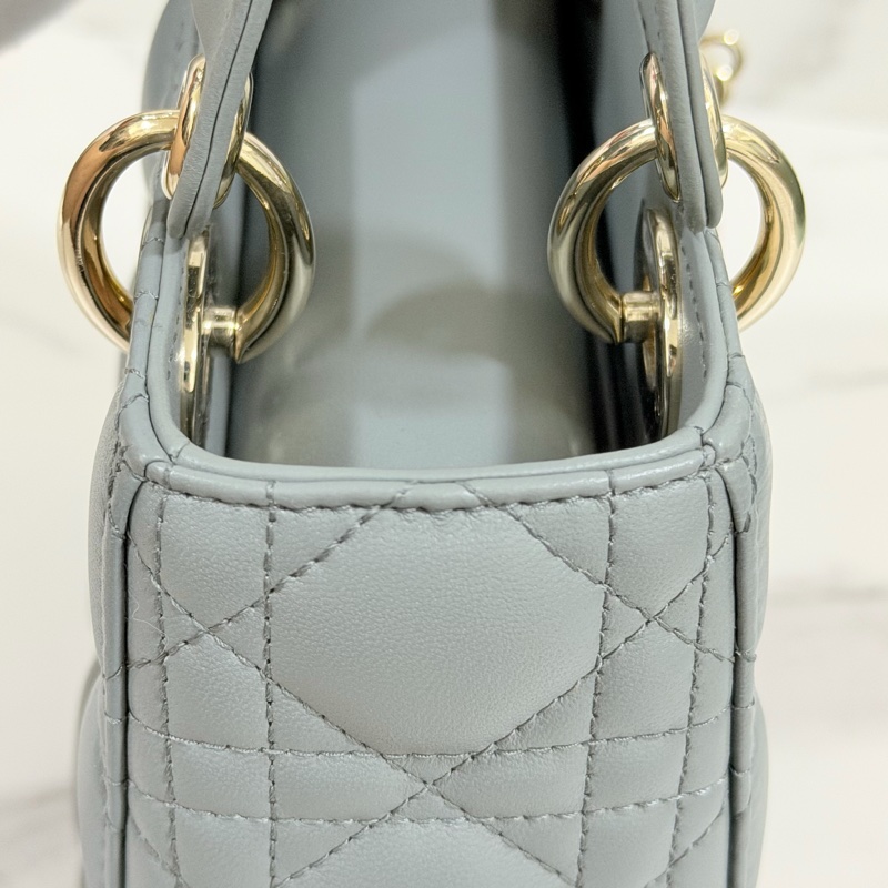 ®️Dior Lady 黛妃包4格款 大象灰色-16